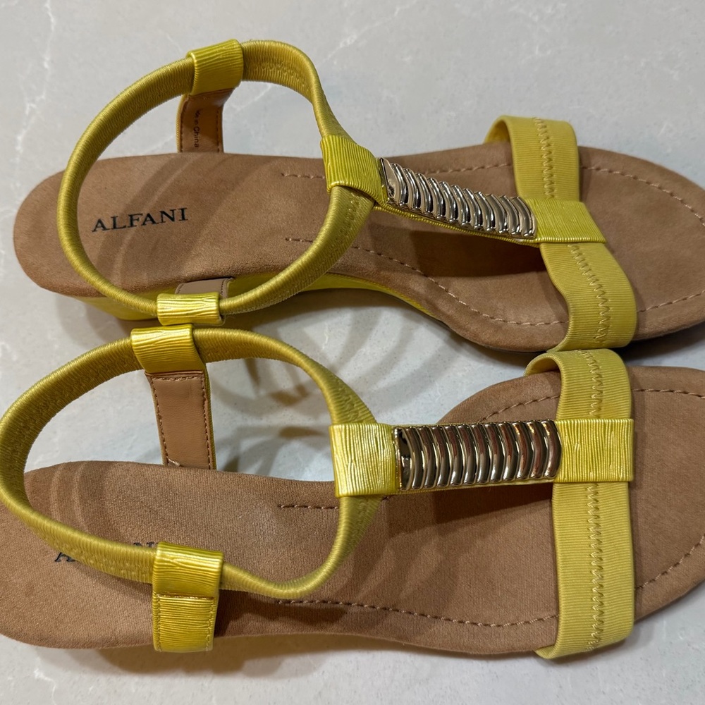 Alfani Yellow Sandals with Gold Accents